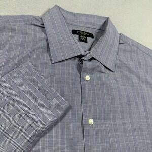 Structure Fitted Mens XL Blue Glen Plaid Long Sleeve Button Down Dress Shirt